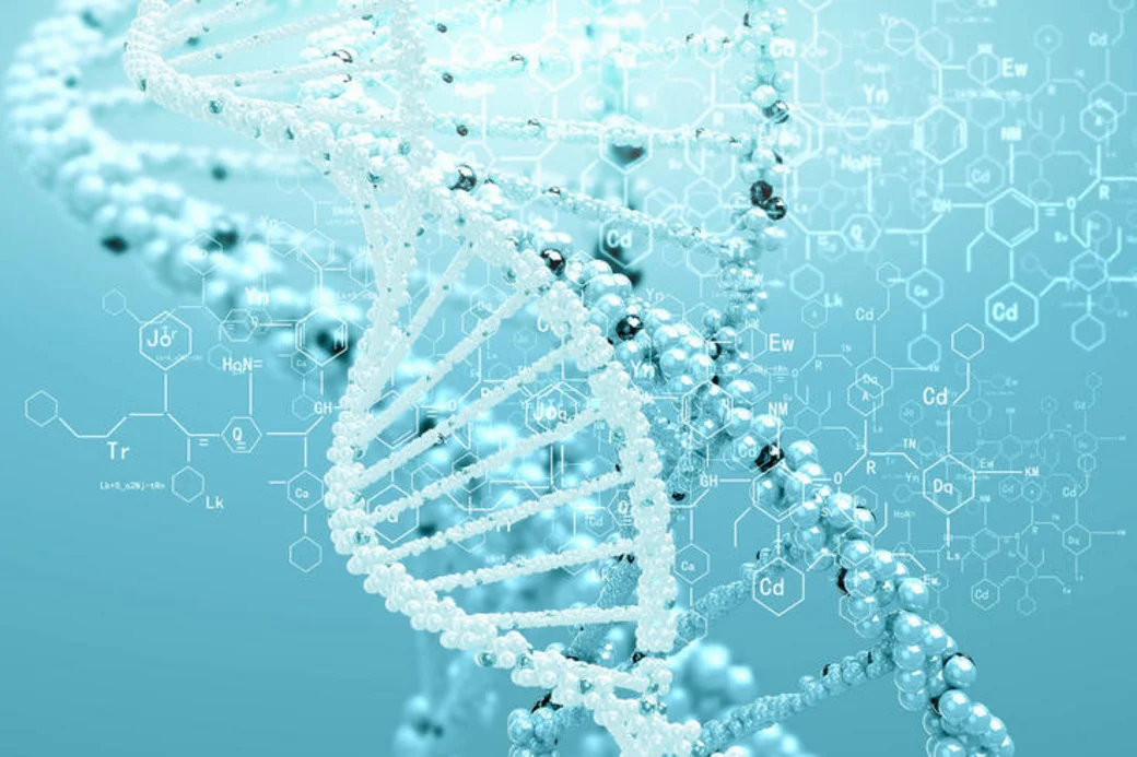 Eine Doppelhelix, wie bei einer DNA vor chemischen Aufzeichnungen